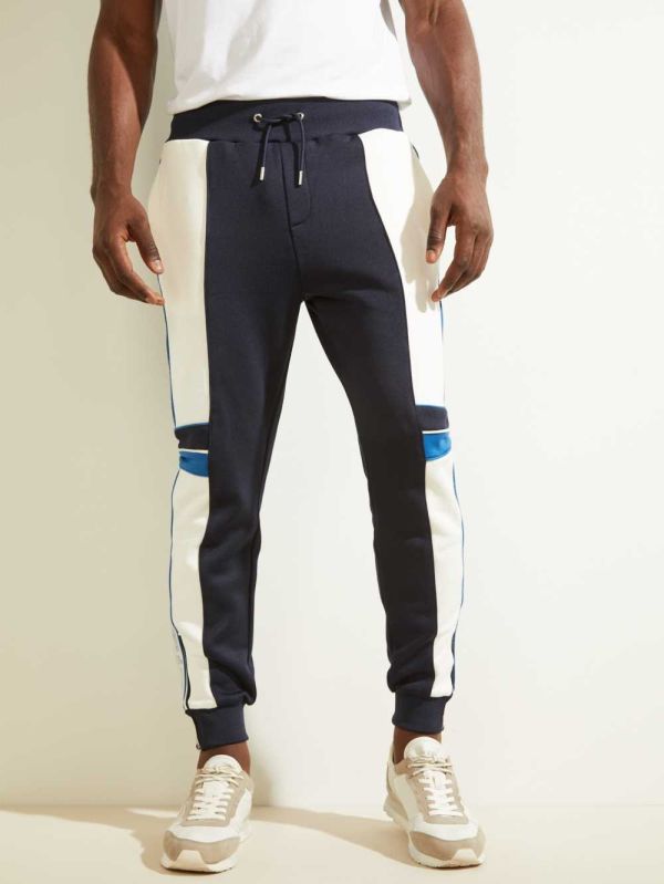 Guess Todd Logo Zip Mjukisbyxor Herr Mörkblå | 103845-EUP