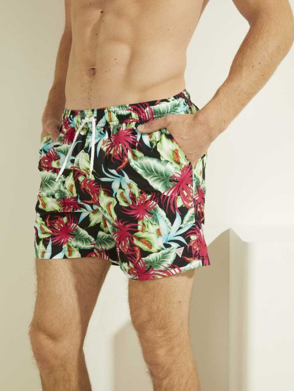 Guess Tropical Swim Trunks Badkläder Herr Grå Svarta Blommiga | 609821-JOF