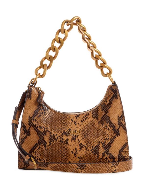 Guess Tullia Python Hobo Bag Axelväska Dam Bruna | 140397-JPB