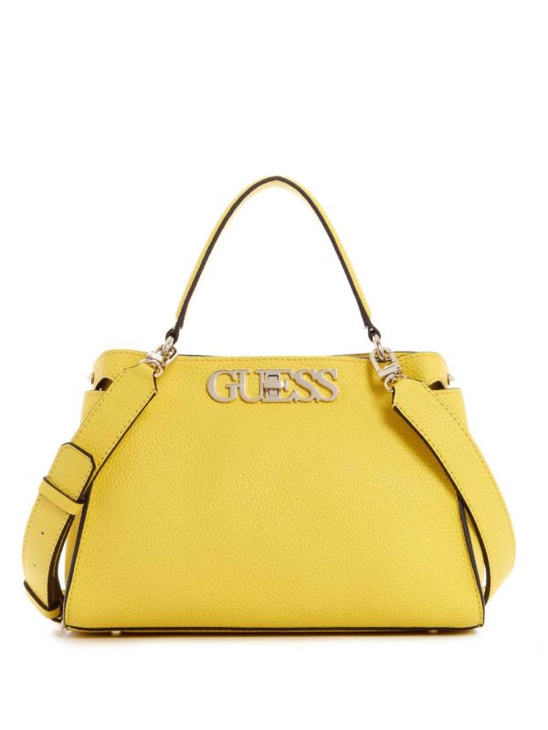 Guess Uptown Chic Turnlock Satchel Väska Dam Gula | 975231-RTE