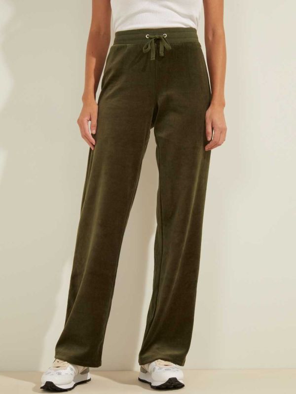 Guess Velour Logo Byxor Dam Gröna | 246017-JMR