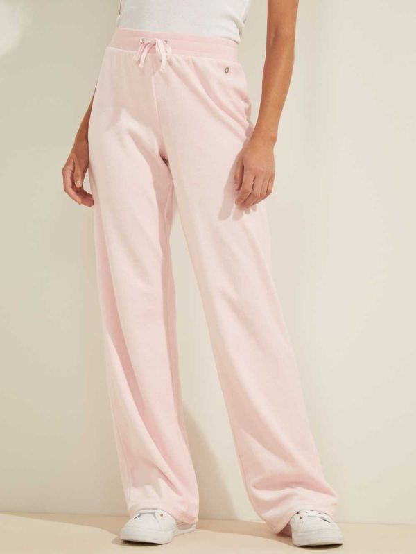 Guess Velour Logo Byxor Dam Rosa | 051428-EHT