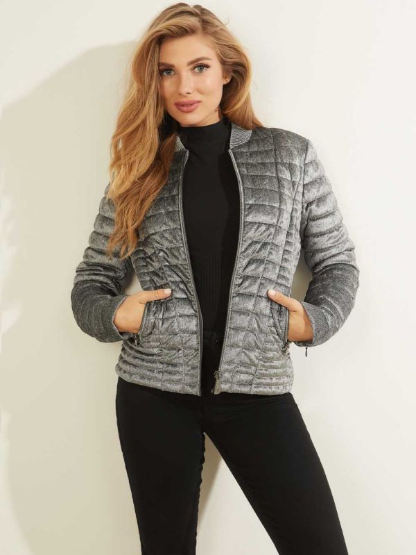 Guess Vera Velvet Quilted Jacka Dam Grå | 280376-SVP
