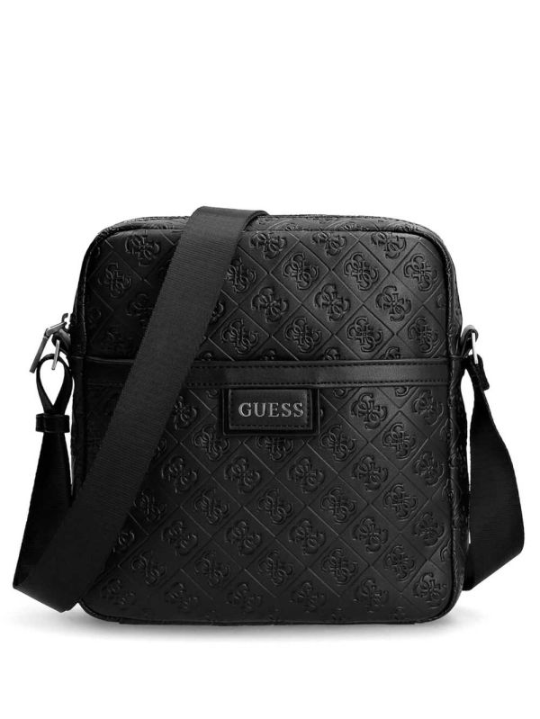 Guess Vezzola Quattro G Platta Crossbody Väska Herr Svarta | 832170-TCK