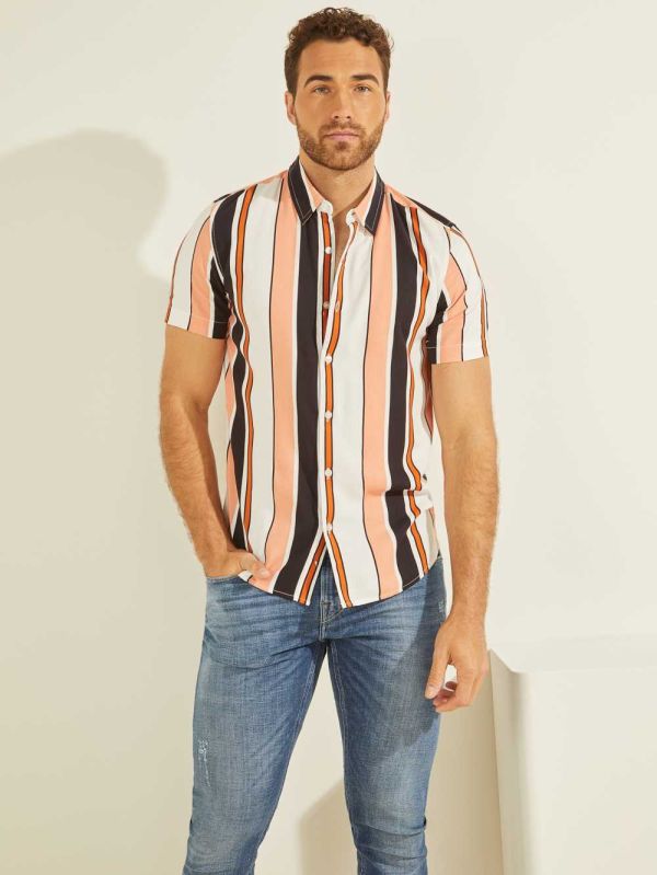 Guess Vision Striped Skjorta Herr Olika Färger | 340972-PRW