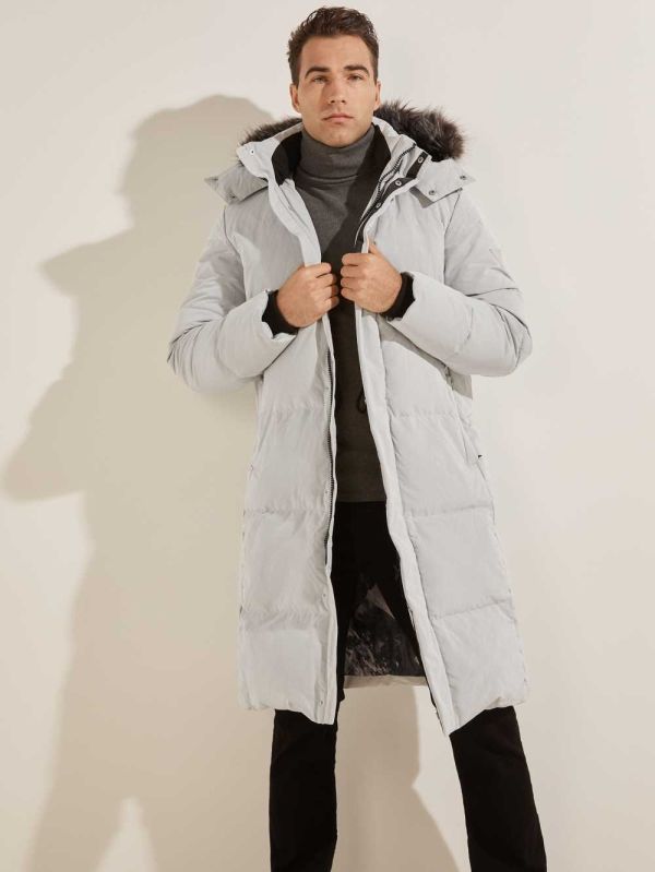 Guess Warm Touch Long Puffer Jacka Herr Vita | 243189-YKG
