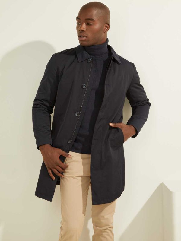 Guess Zip-Up Raincoat Rockar Herr Mörkblå | 842619-KAE