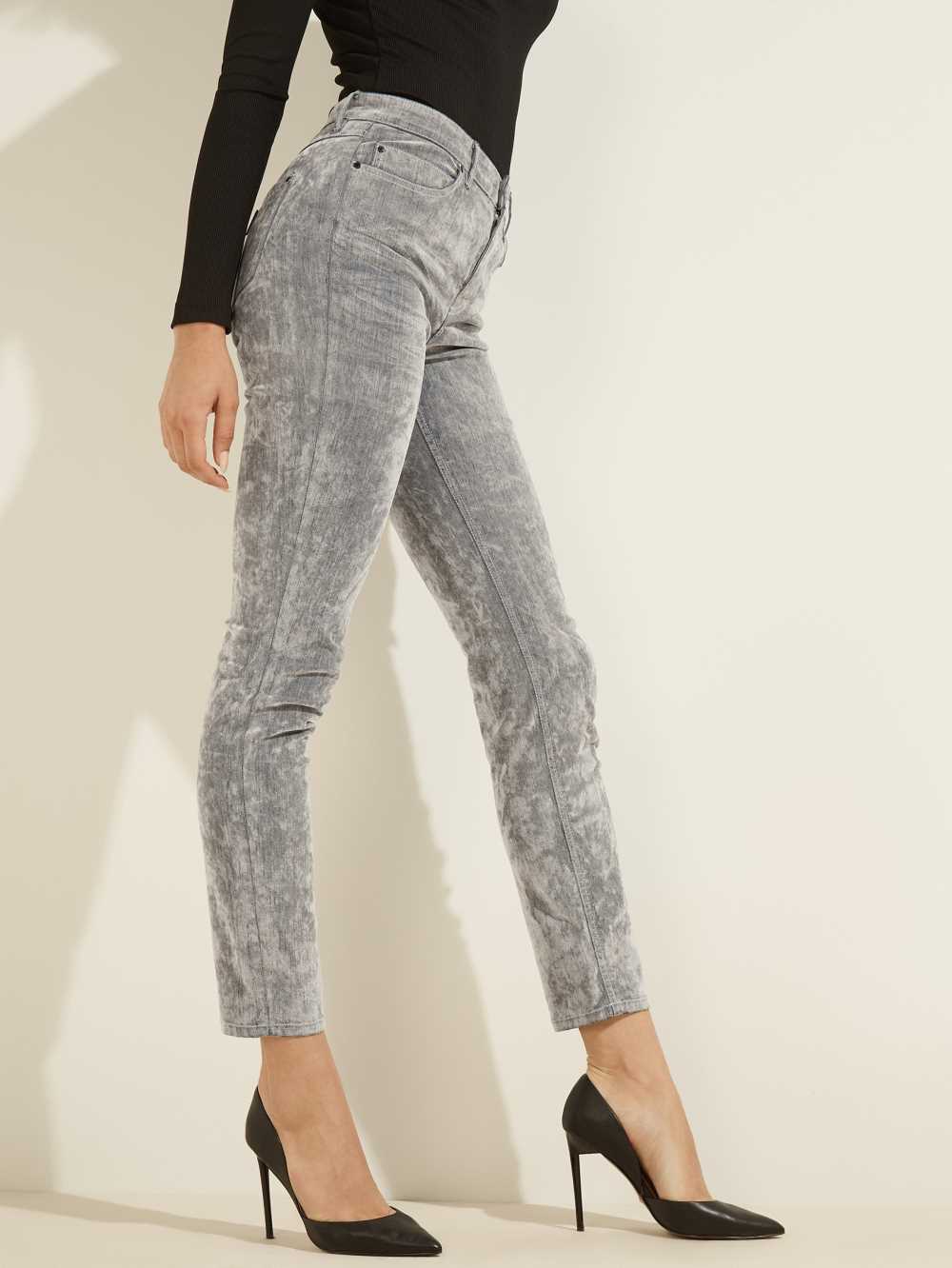 Guess 1981 Velvet Flocked Skinny Jeans Dam Grå | 043967-UPJ