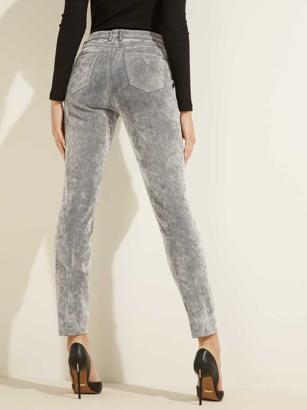 Guess 1981 Velvet Flocked Skinny Jeans Dam Grå | 043967-UPJ