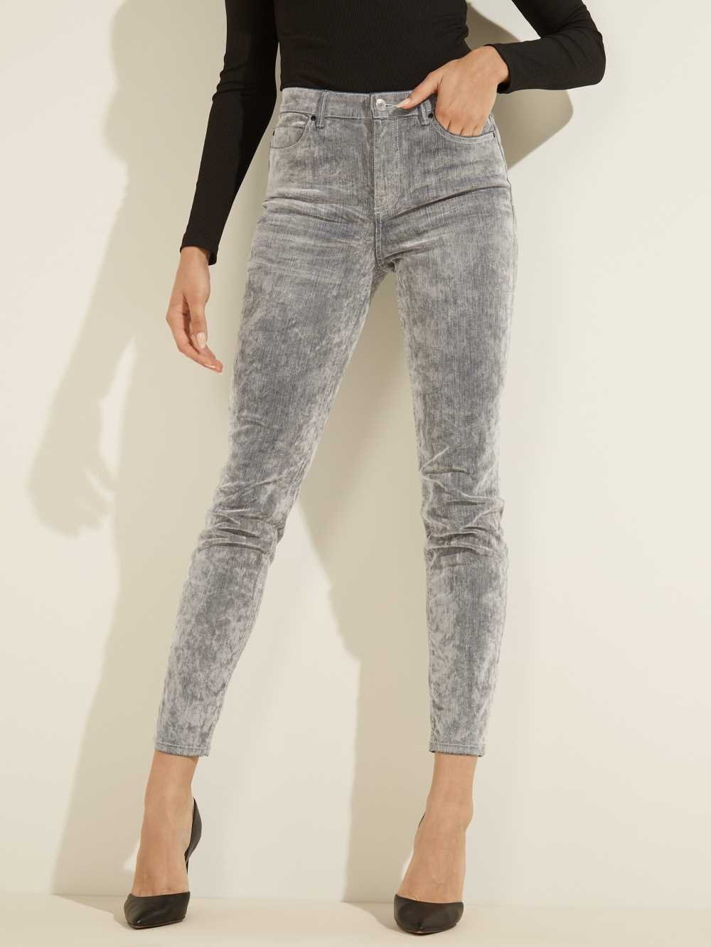 Guess 1981 Velvet Flocked Skinny Jeans Dam Grå | 043967-UPJ