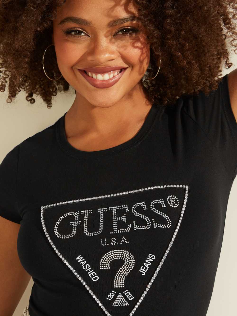 Guess Amalur Logo T-shirt Dam Svarta | 790865-MYX
