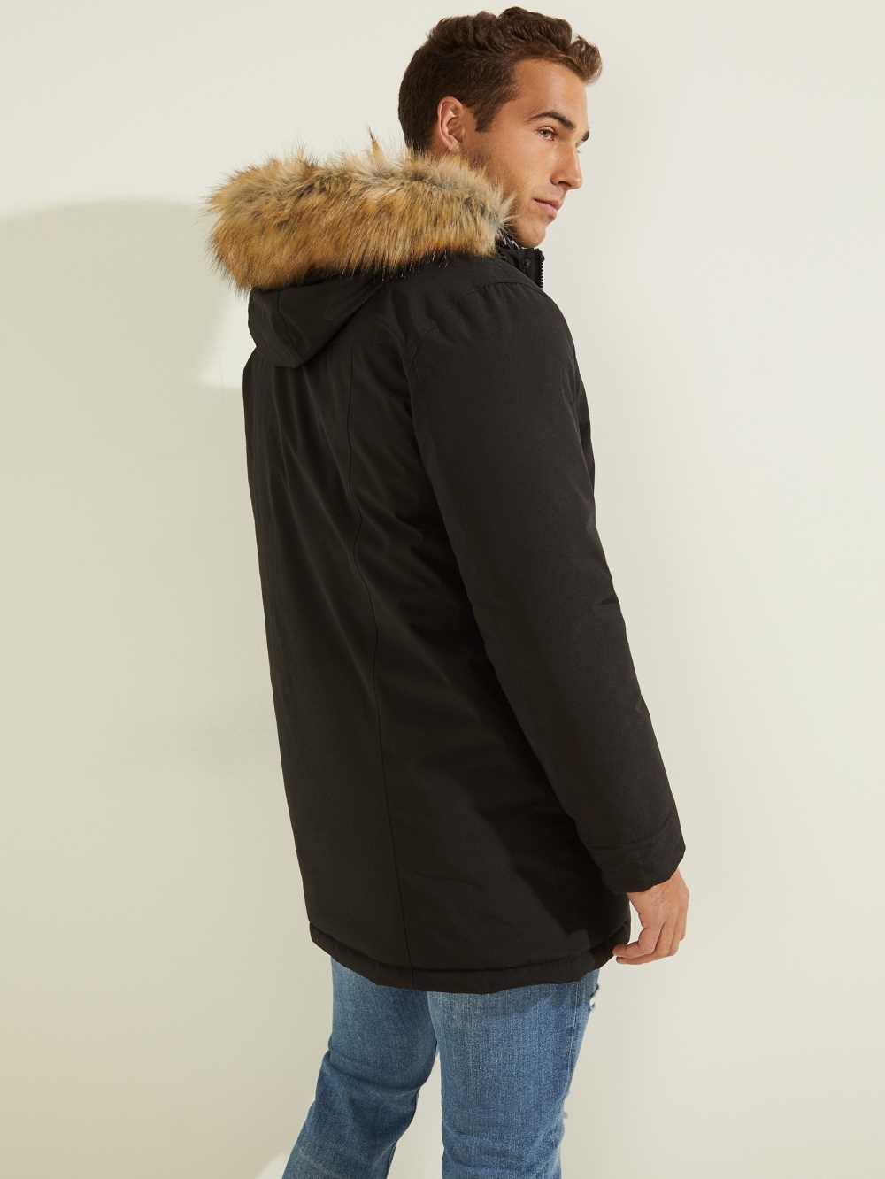 Guess Brian Faux-Fur Hooded Rockar Herr Svarta Olika Färger | 852019-GBJ