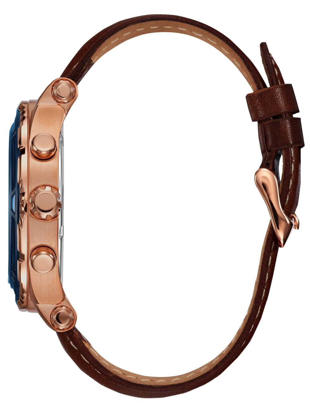 Guess Brown and Rose Gold-Tone Läder Sport Klocka Herr Blå Bruna | 451287-ONB