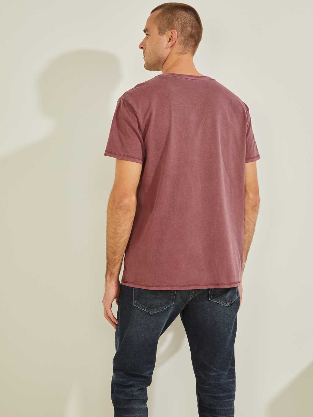 Guess Chenille Logo T-shirt Herr Vinröda Rosa | 687210-QGV