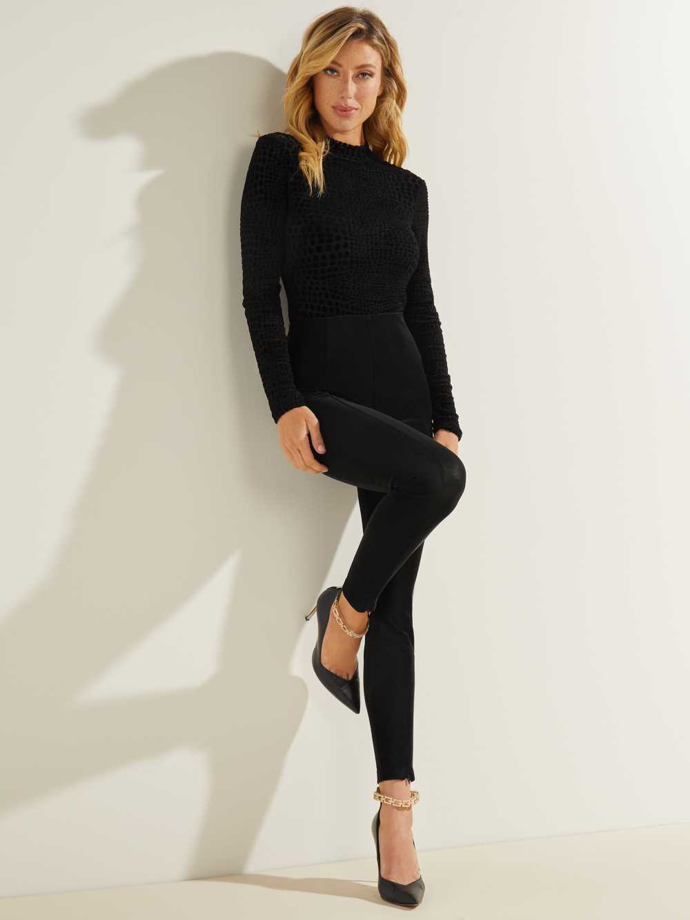 Guess Cindy Crocodile Mesh Bodysuit Dam Svarta | 348291-FWP