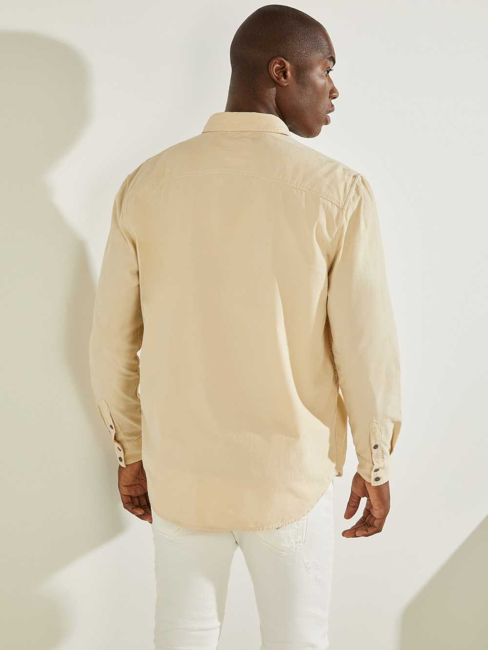 Guess Collins Corduroy Skjorta Herr Khaki Vita | 432579-BNE