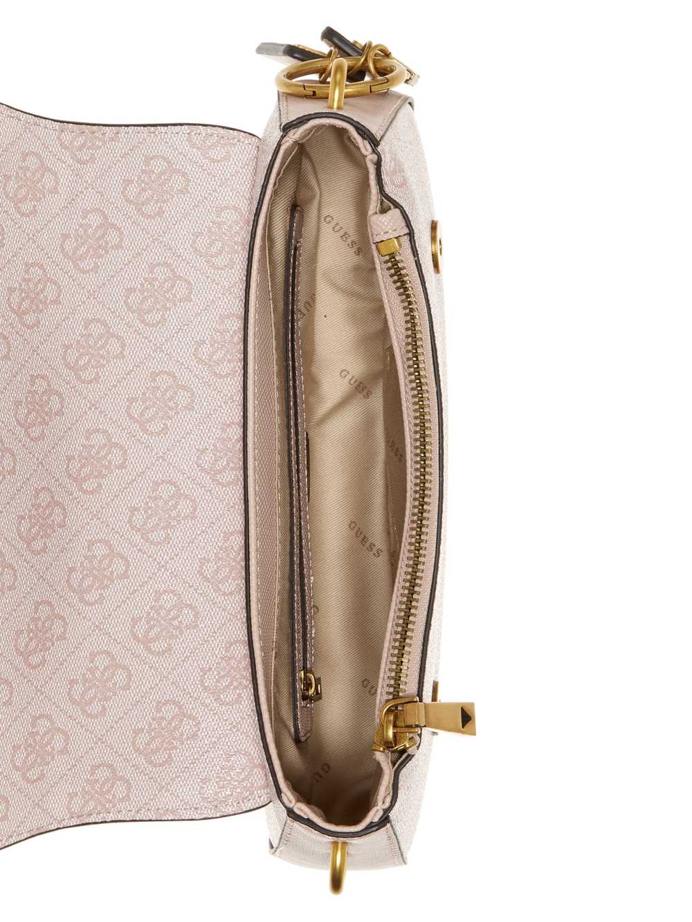 Guess Cordelia Logo Flap Axelväska Dam Rosa Vita | 786534-SNE