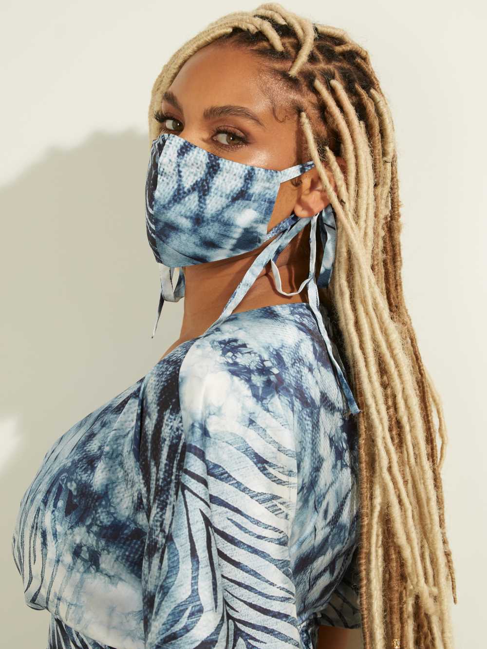 Guess Eco Jasia and Matching Face Mask Klänning Dam Blå | 759604-XAD
