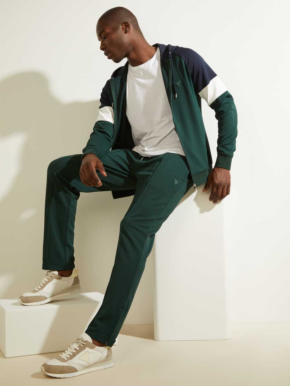 Guess Eco Phil Color-Block Zip-Up Hoodie Herr Mörkgröna | 845716-JRC