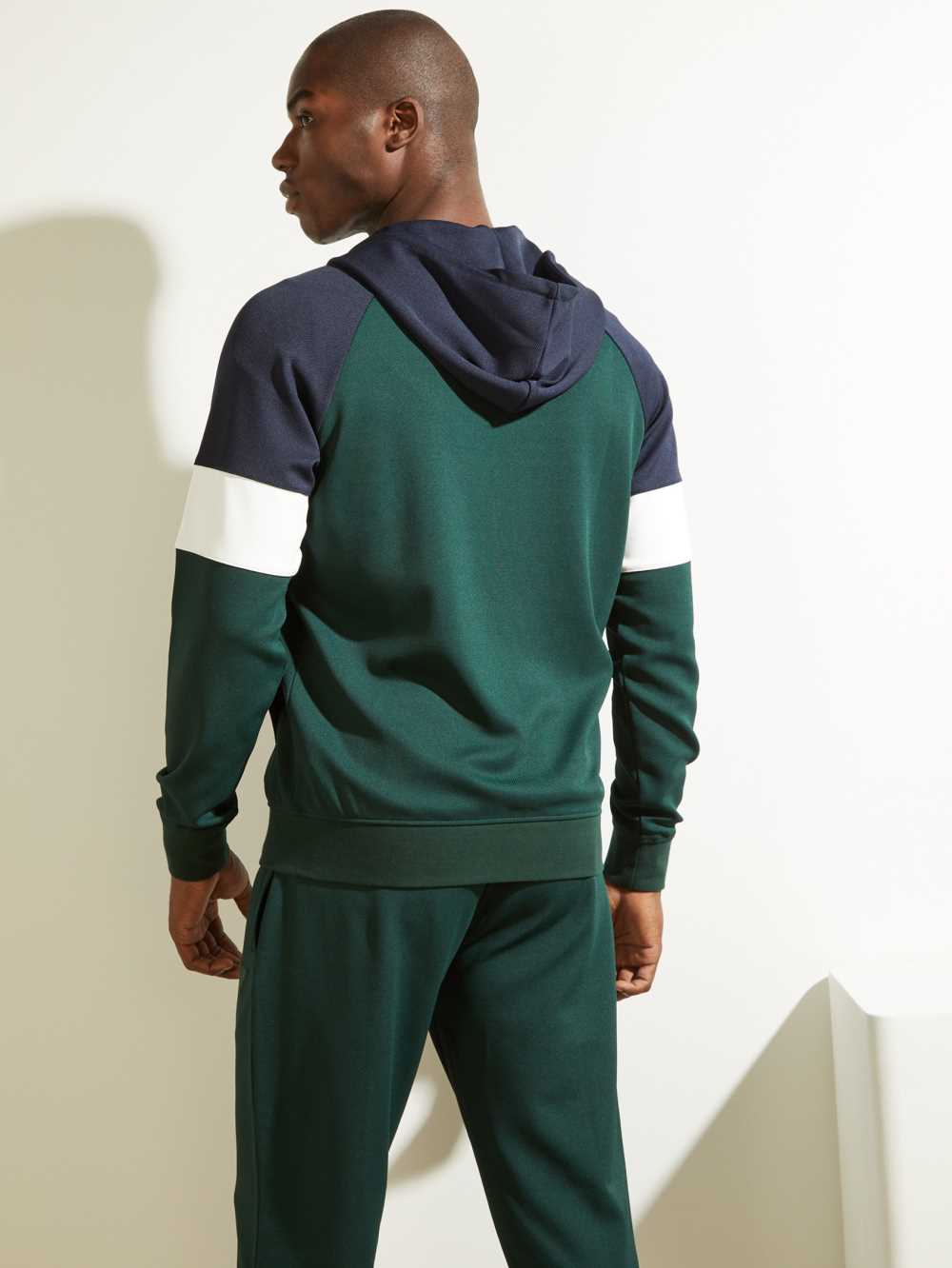 Guess Eco Phil Color-Block Zip-Up Hoodie Herr Mörkgröna | 845716-JRC