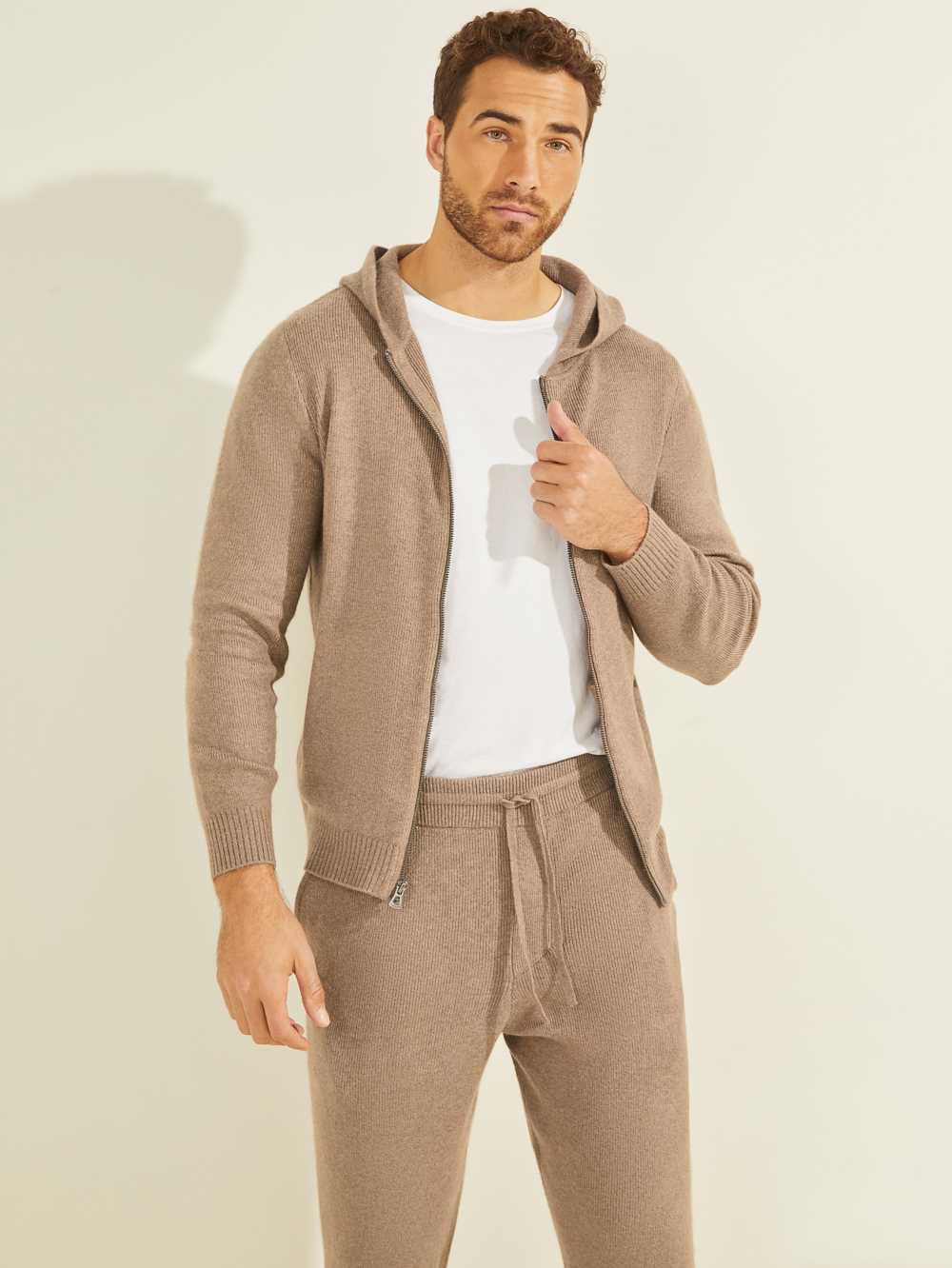 Guess Esmere Wool-Blend Zip Hoodie Herr Grå Olika Färger | 371950-NBR