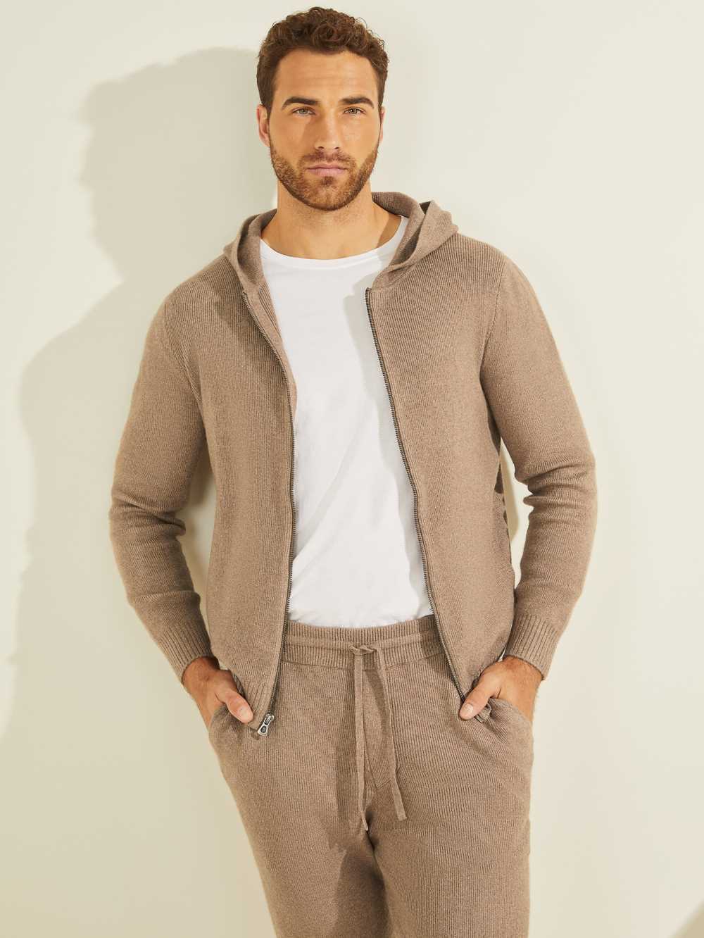 Guess Esmere Wool-Blend Zip Hoodie Herr Grå Olika Färger | 371950-NBR