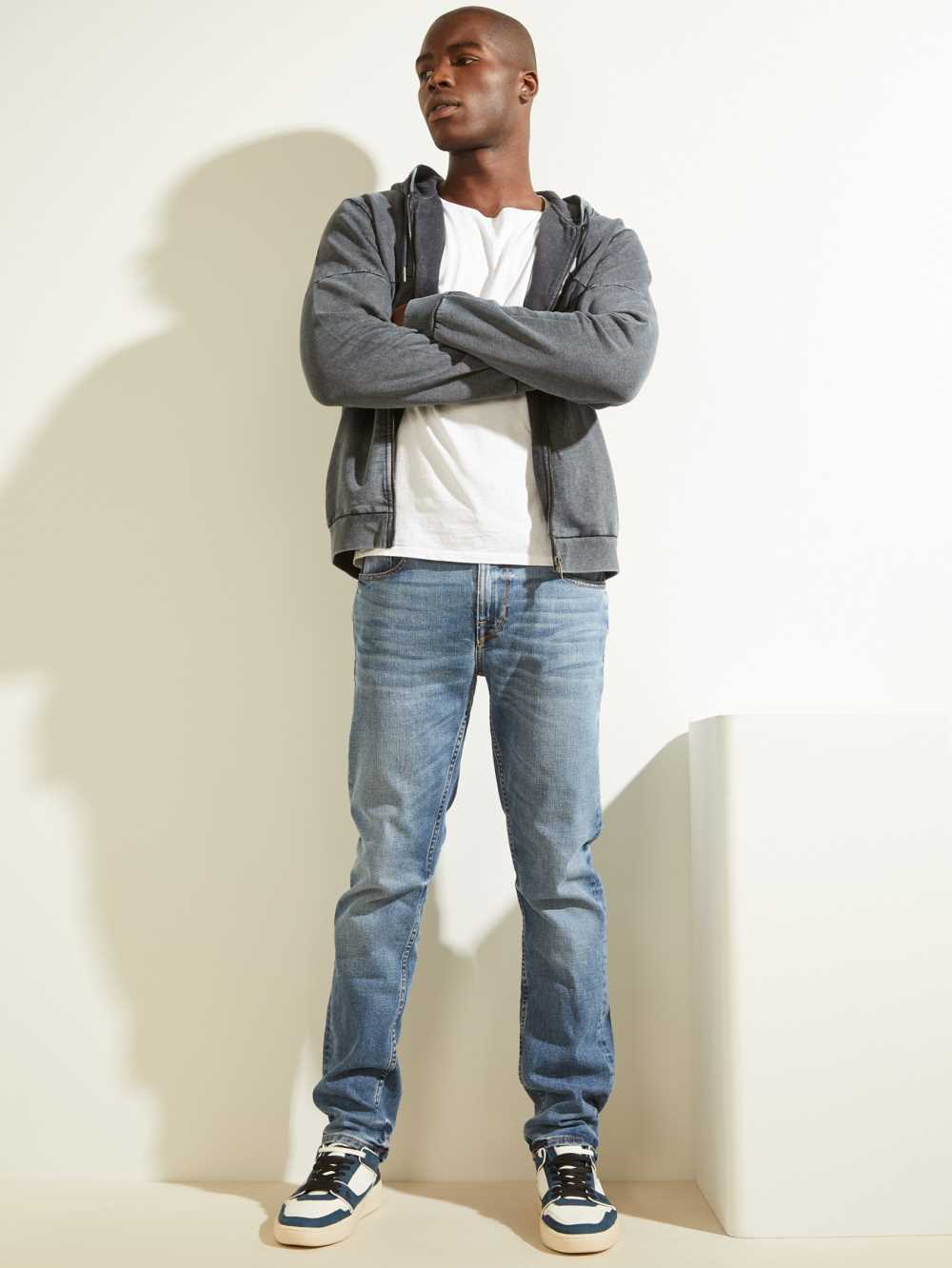 Guess G Stamp Zip-Up Hoodie Herr Blå | 243607-KEN