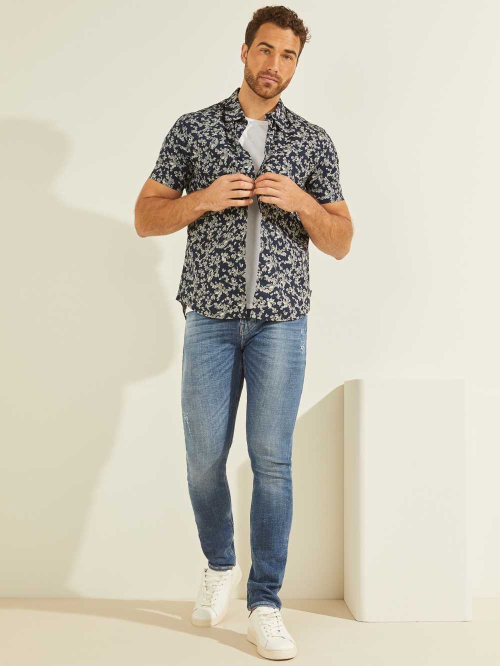 Guess Ivy Printed Skjorta Herr Mörkgröna | 062381-CLY