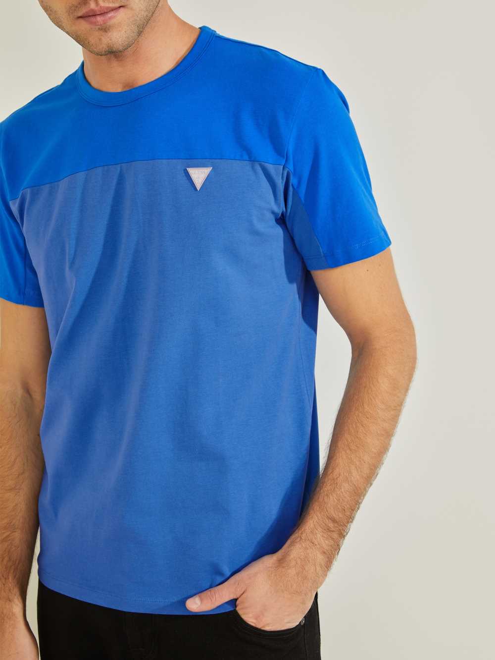 Guess Larrie Color-Block T-shirt Herr Blå | 361578-UFC