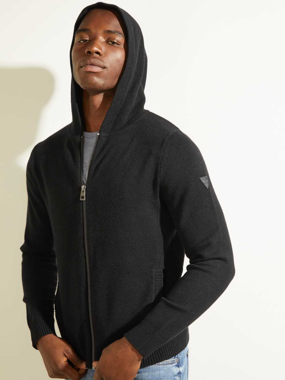 Guess Liam Zip-Up Hoodie Herr Svarta | 320864-WPU