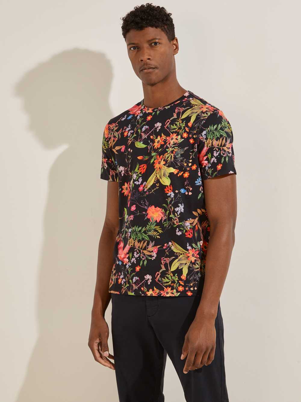 Guess Market Floral T-shirt Herr Svarta Olika Färger | 372046-LDY