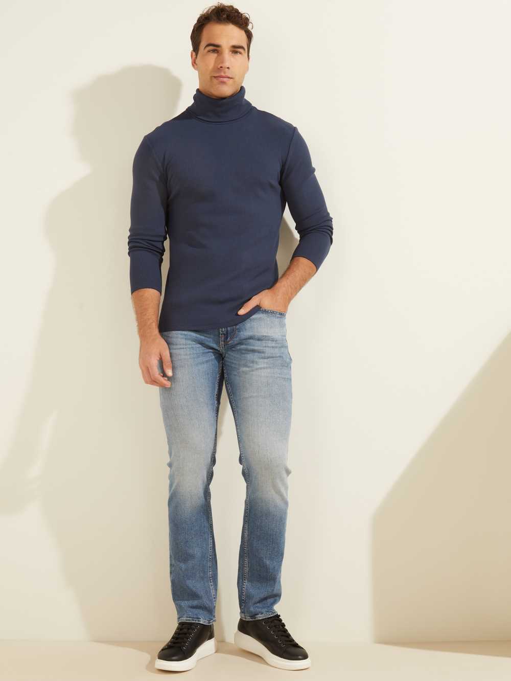 Guess Mateo Turtleneck T-shirt Herr Blå | 325781-RQO