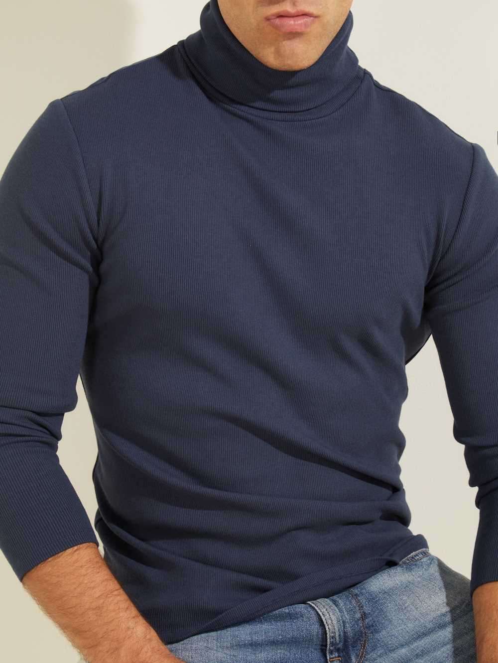 Guess Mateo Turtleneck T-shirt Herr Blå | 325781-RQO