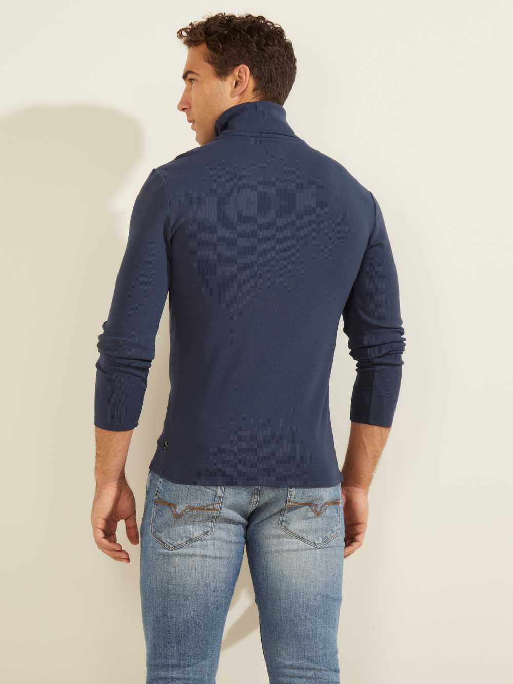 Guess Mateo Turtleneck T-shirt Herr Blå | 325781-RQO