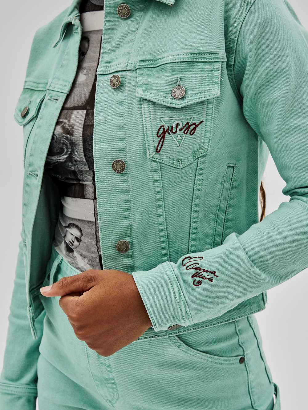 Guess Original x Anna Nicole Smith Denim Jacka Dam Gröna Blå | 908714-VUO