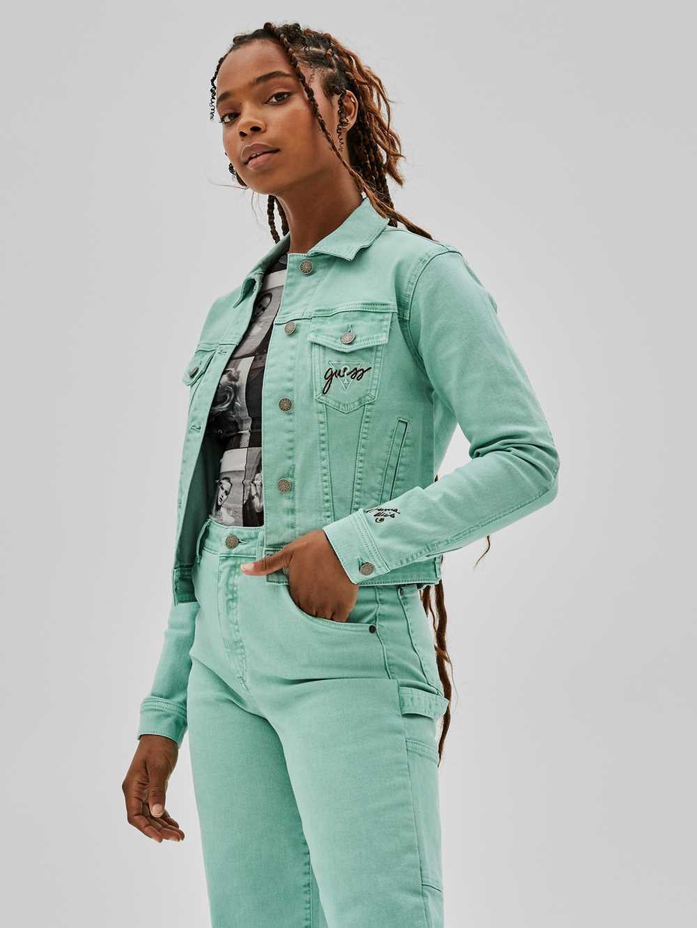Guess Original x Anna Nicole Smith Denim Jacka Dam Gröna Blå | 908714-VUO