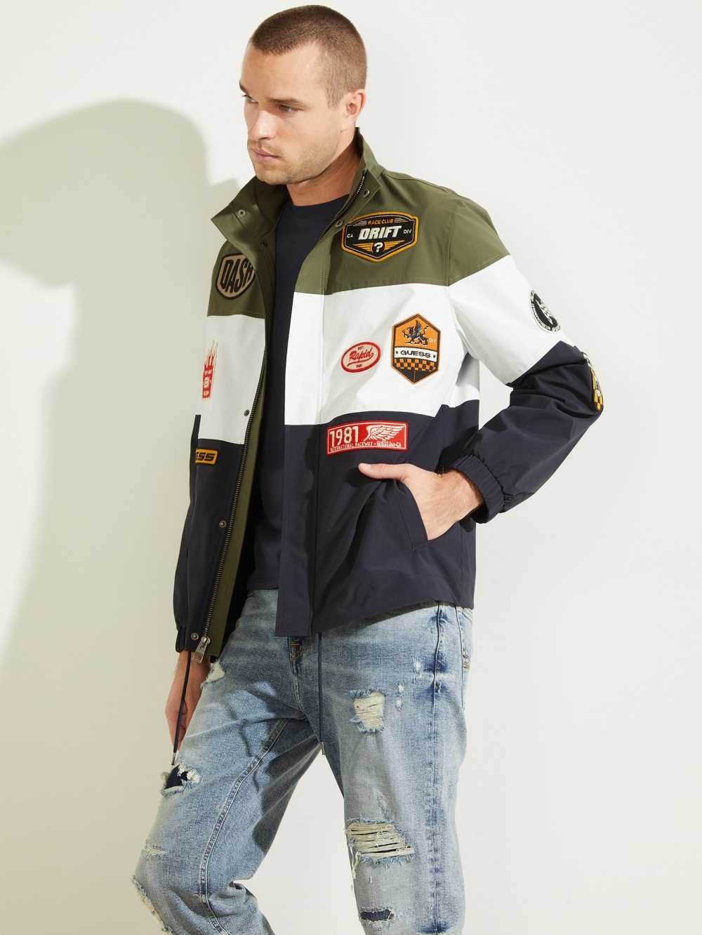 Guess Paul Color-Block Patch Jacka Herr Mörkolika Färger | 837516-FVG