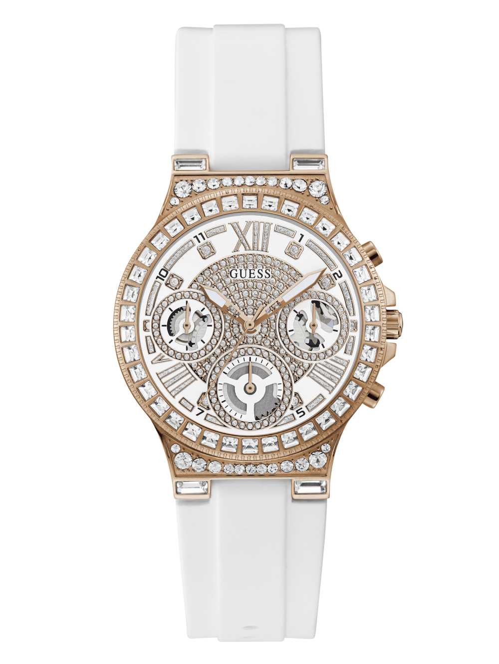 Guess Rose Gold-Tone Rhinestone Multifunction Klocka Dam Olika Färger | 013496-OHZ