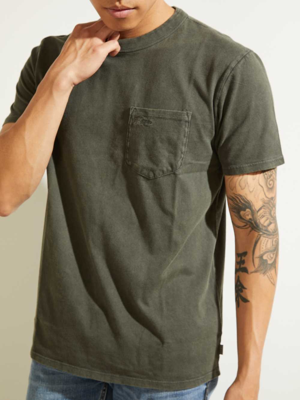 Guess Sueded Jersey T-shirt Herr Gröna Olika Färger | 164508-WAH