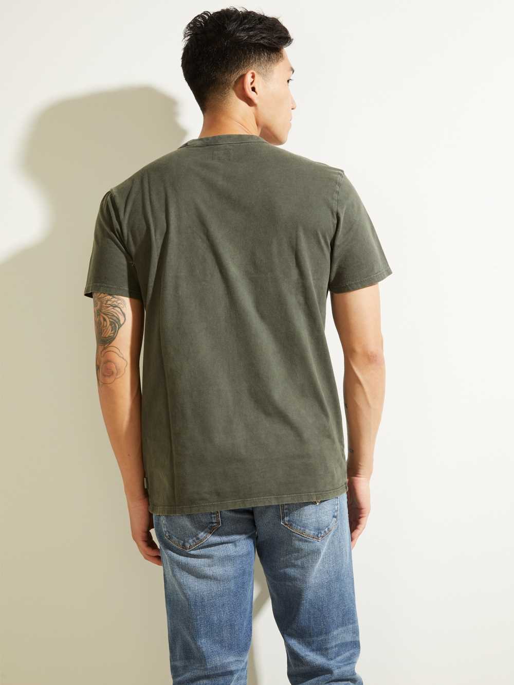 Guess Sueded Jersey T-shirt Herr Gröna Olika Färger | 164508-WAH
