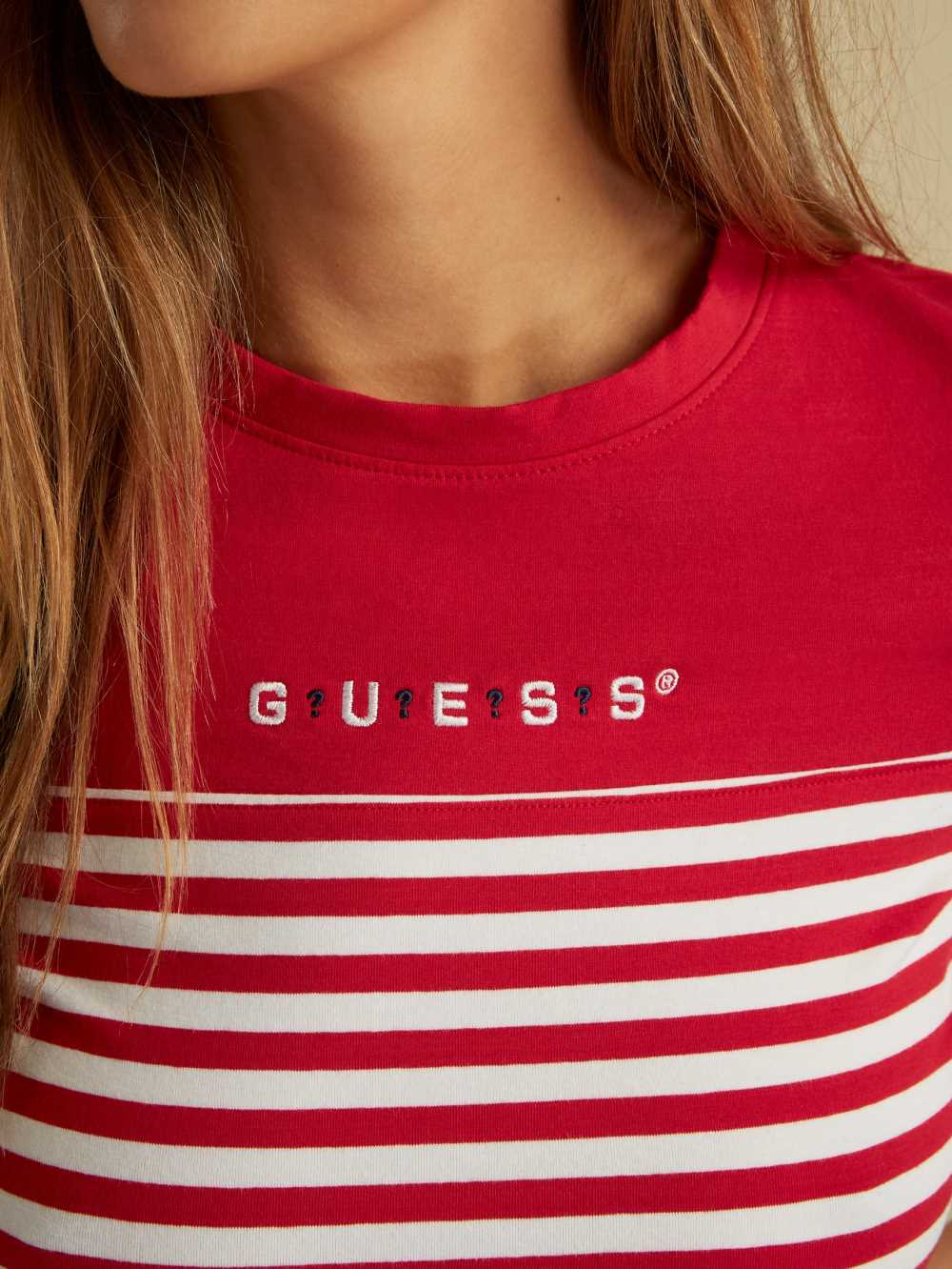 Guess Summer Games Striped Klänning Dam Röda | 715236-RFS