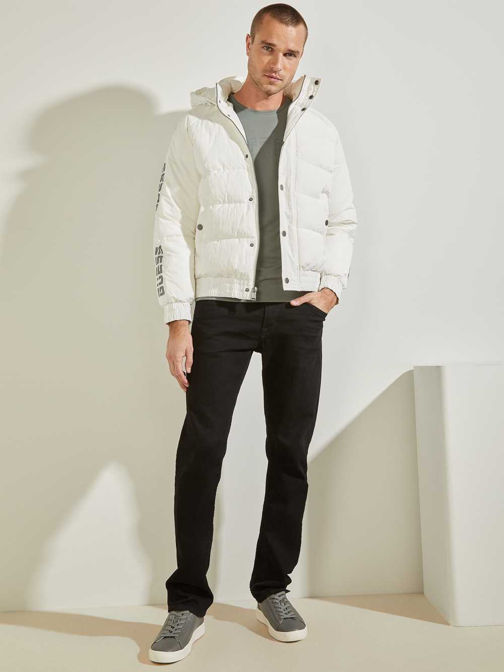Guess Summit Nylon Ski Puffer Jacka Herr Vita | 836452-NHY