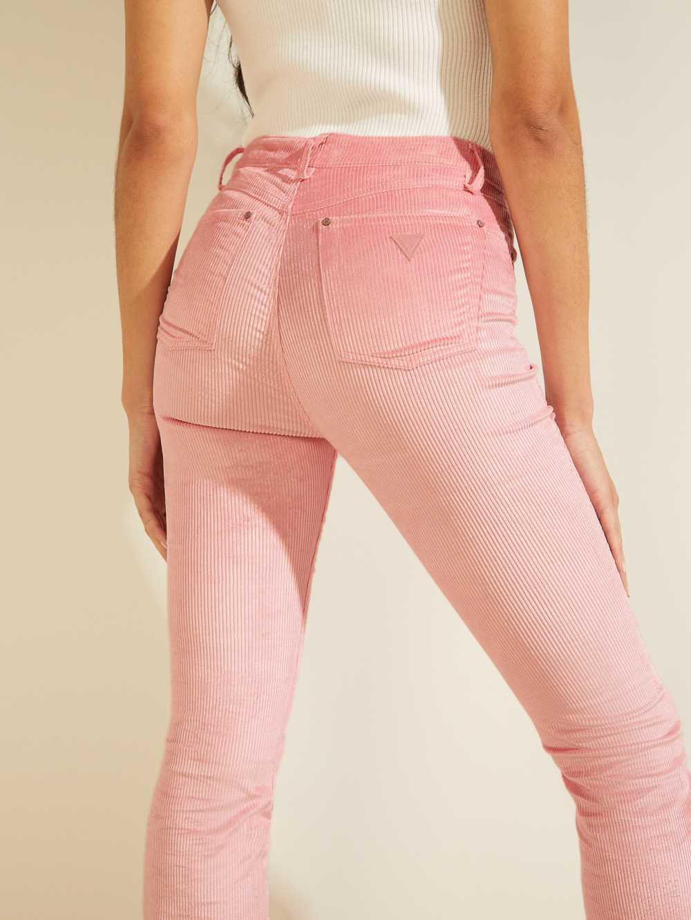 Guess Super-High Rise Corduroy Byxor Dam Rosa | 065729-YJB