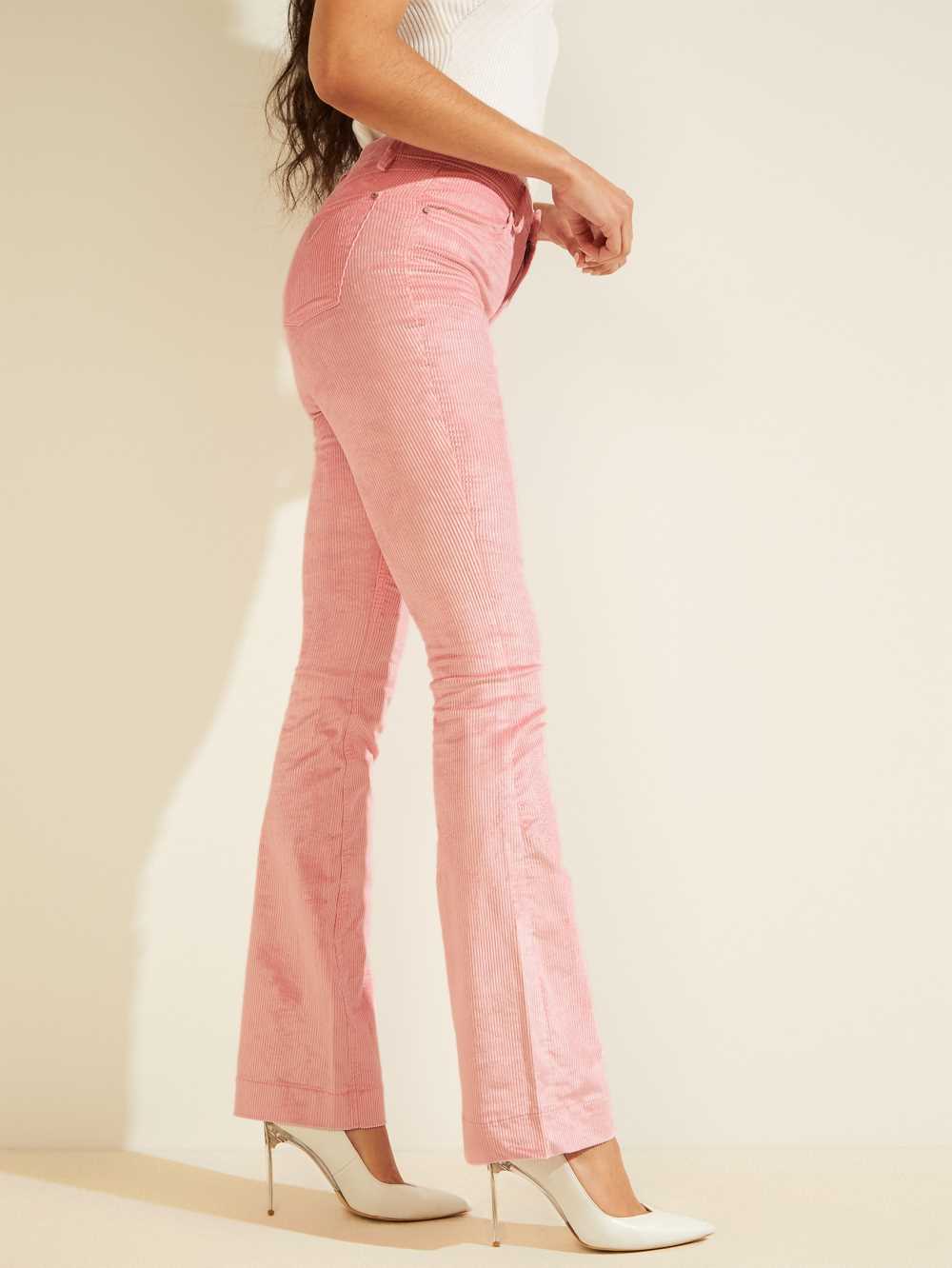Guess Super-High Rise Corduroy Byxor Dam Rosa | 065729-YJB