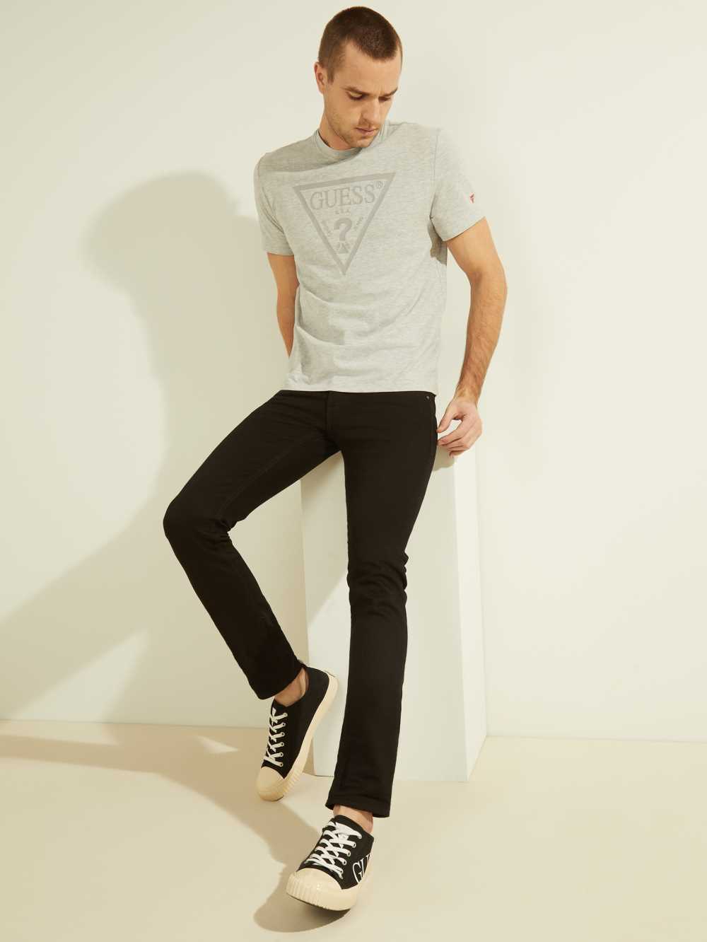 Guess Tonal Logo T-shirt Herr Ljusgrå | 204796-FLR